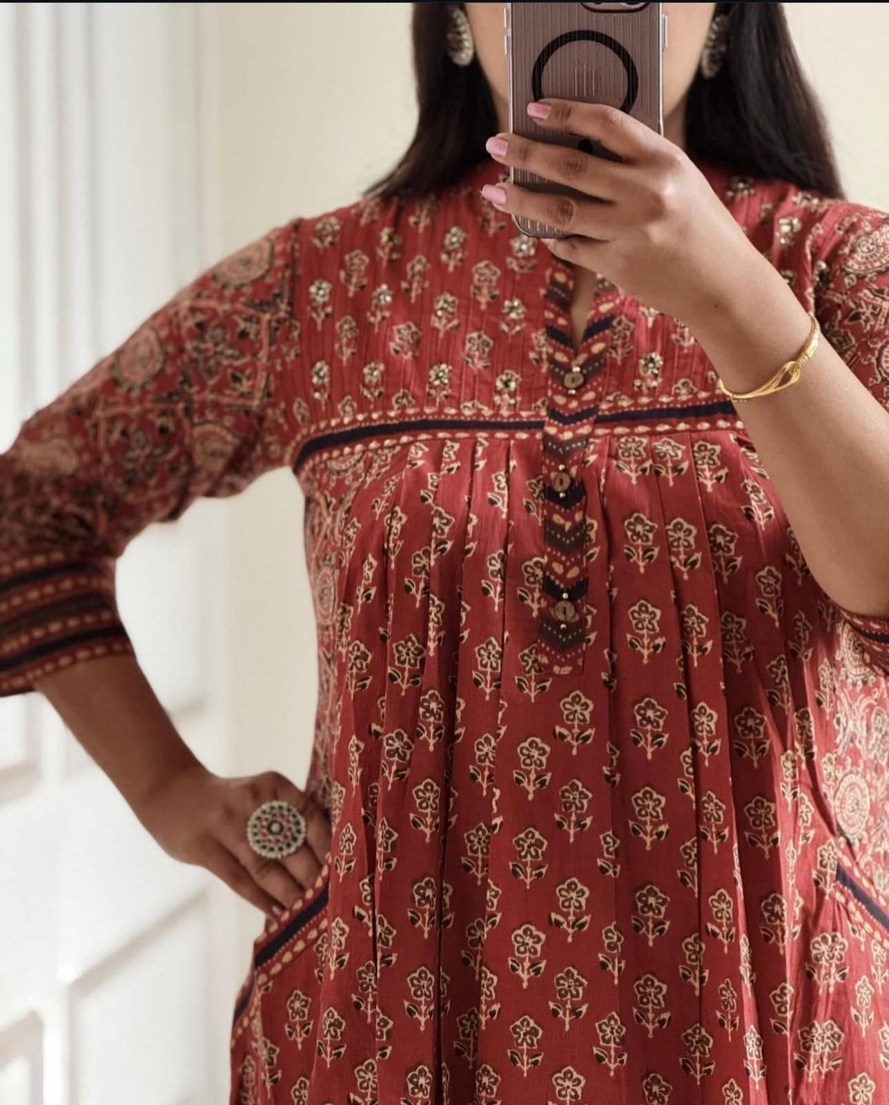 Cotton Handwork Pintex Kurti Set